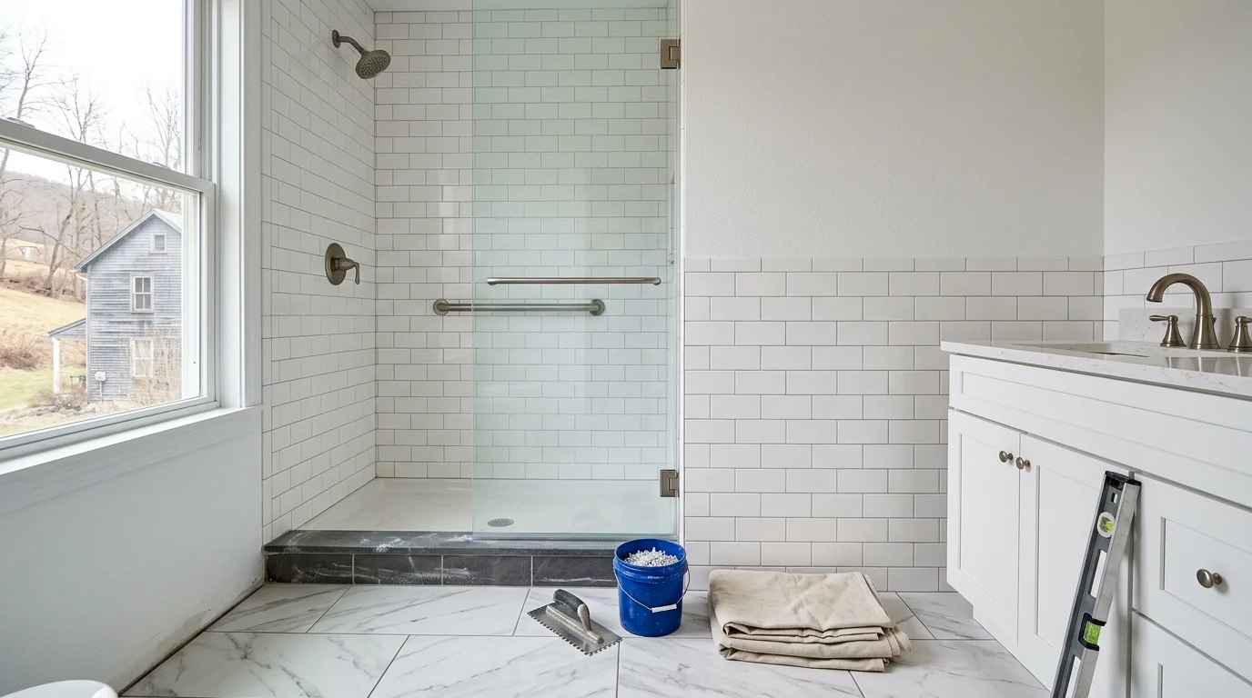 Palermo Tile crew working on a contracting project in a Milton, NY home