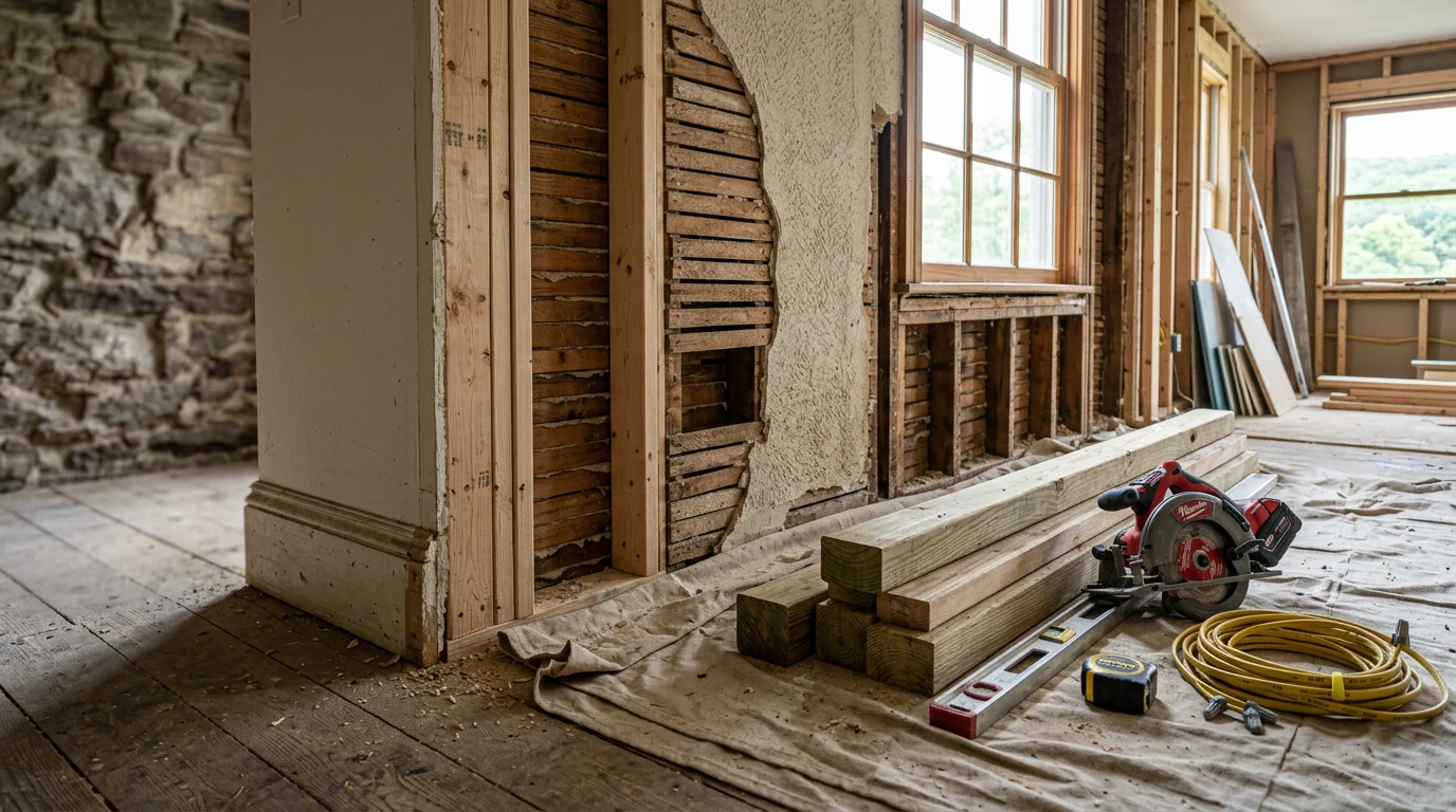 A renovated interior room in an older Ulster County, NY home showing finished walls, updated trim, and clean construction work completed by a general contractor. The space reflects a hands-on residential renovation typical of the Hudson Valley region.
